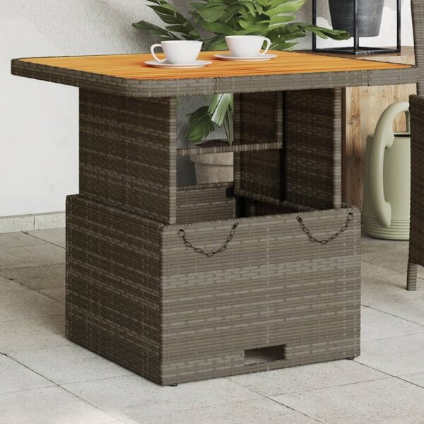 Maison Exclusive - Záhradný stôl sivý 80x80x71 cm Poly ratan a akáciové drevo