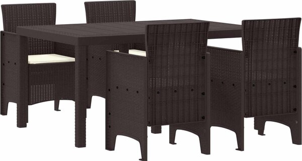 Maison Exclusive – záhradná jedálenská súprava, 5 kusov, hnedá, imitácia ratanu