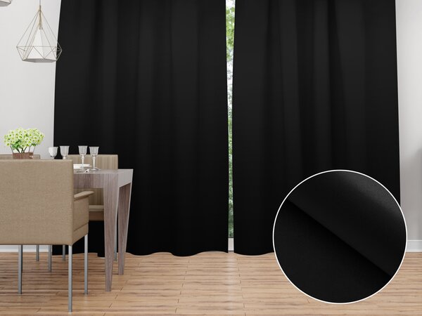 Biante Dekoračný záves TF-108 Čierny bez vzoru - š. 150 cm 150x260 cm