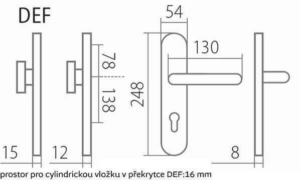 Bezpečnostné kovanie TWIN COLUMBUS BLOCK HR bez prekrytky (E - Nerez matný), kľučka-kľučka, Otvor na cylindrickú vložku PZ, Twin E (nerez matná), 72 mm