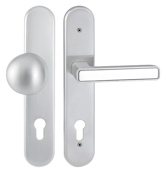 Bezpečnostné kovanie TWIN DAVID INNER H bez prekrytky (Chróm matný), kľučka ľavá / guľa, Otvor na cylindrickú vložku PZ, Twin CH-SAT (chróm matný), 90 mm