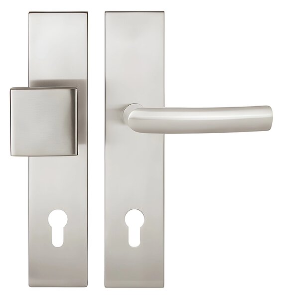 Bezpečnostné kovanie TWIN COLUMBUS BLOCK HR bez prekrytky (E - Nerez matný), kľučka-kľučka, Otvor na cylindrickú vložku PZ, Twin E (nerez matná), 72 mm