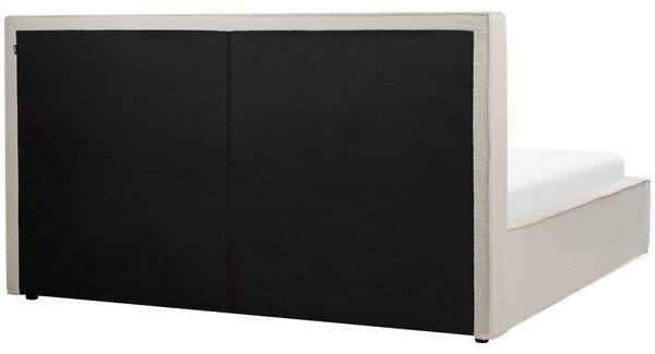 Posteľ s úložným priestorom krémová biela buklé čalúnenie 180 x 200 cm lamelový rošt moderný štýl spálňa