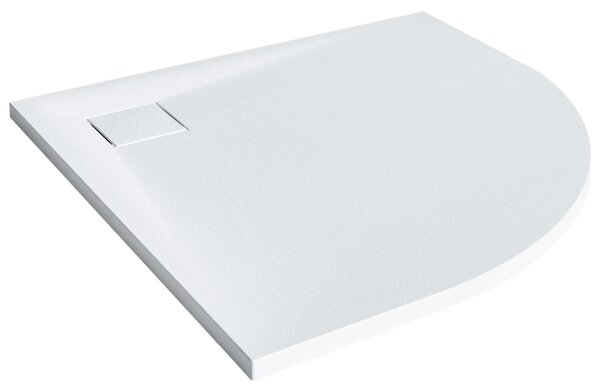 Sprchová vanička s odtokom biela SMC 80 x 80 x 3 cm trojuholníkový tvar efekt prírodného kameňa minimalistický štýl kúpeľňa