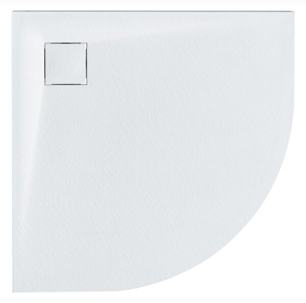 Sprchová vanička s odtokom biela SMC 80 x 80 x 3 cm trojuholníkový tvar efekt prírodného kameňa minimalistický štýl kúpeľňa