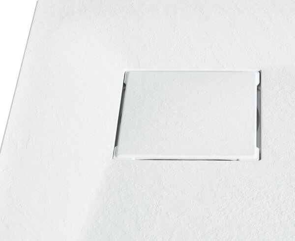 Sprchová vanička s odtokom biela SMC 80 x 80 x 3 cm trojuholníkový tvar efekt prírodného kameňa minimalistický štýl kúpeľňa