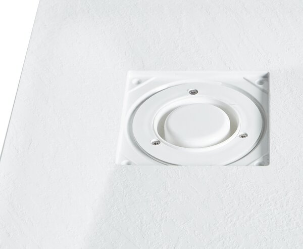 Sprchová vanička s odtokom biela SMC 80 x 80 x 3 cm trojuholníkový tvar efekt prírodného kameňa minimalistický štýl kúpeľňa