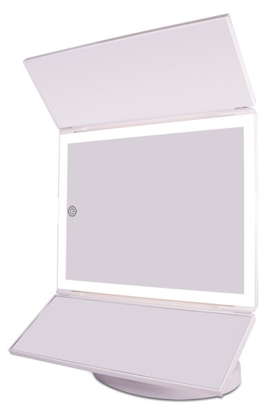 Bezdoteku Trípanelové kozmetické make-up zrkadlo s led osvetlením veľké biele