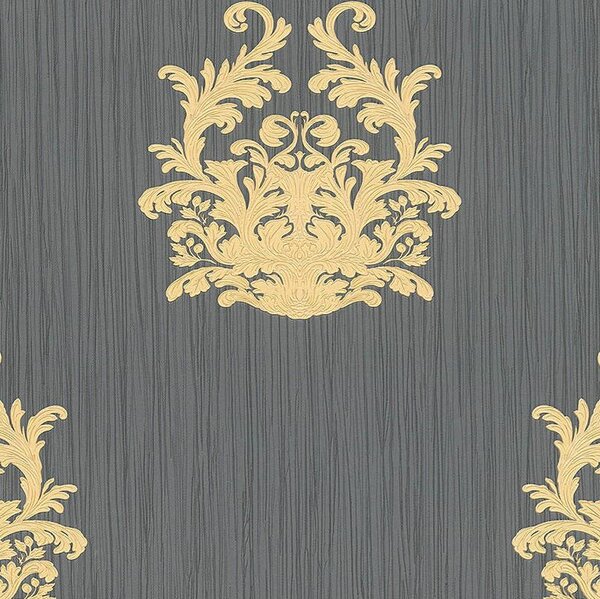 Vliesové tapety na stenu Nobile 95861-5, rozmer 10, 05 m x 0,70 m, ornamenty zlaté na sivom podklade, A.S. CRÉATION