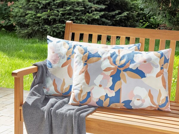 Sada 2 záhradných vankúšov viacfarebná polyester 40 x 60 cm kvetinový vzor moderný štýl vonkajšie dekorácie vodoodolná