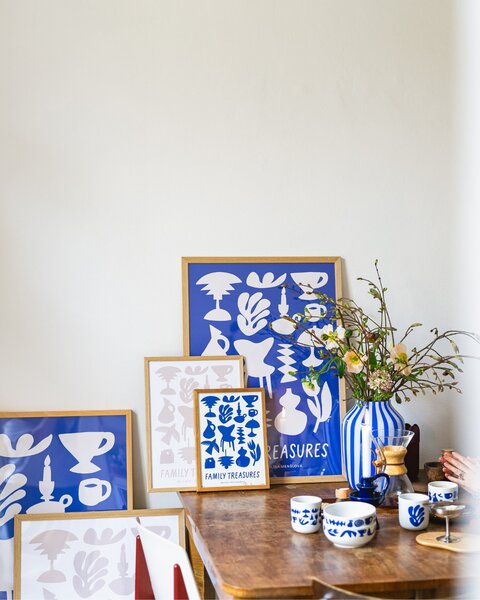 Plagát Family Treasures Beige / Blue 30 x 40 cm
