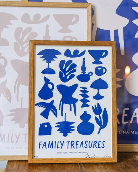 Signovaný umělecký tisk Family Treasures Blue A4