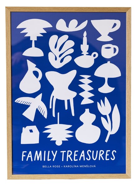 Plagát Family Treasures Beige / Blue 30 x 40 cm