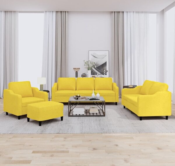 Maison Exclusive – 4-dielna sedacia súprava s vankúšmi, svetložltá látka
