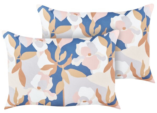 Sada 2 záhradných vankúšov viacfarebná polyester 40 x 60 cm kvetinový vzor moderný štýl vonkajšie dekorácie vodoodolná