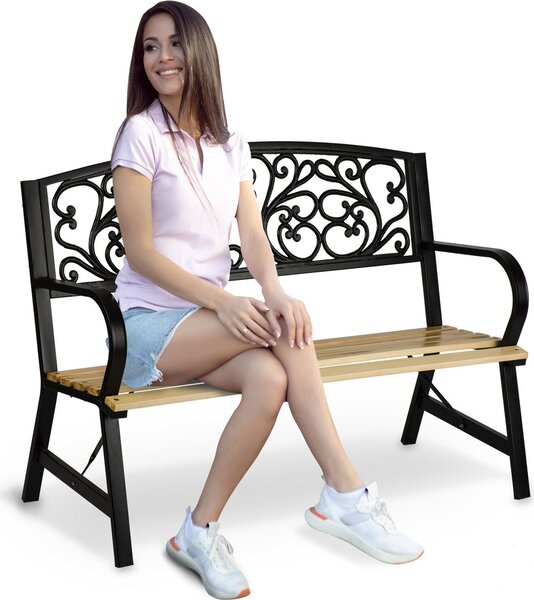 Záhradná lavica s operadlom 122 x 88,5 x 55,5 cm Pohovka Ivy