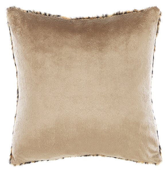 Sada 2 dekoratívnych vankúšov hnedá béžová umelá kožušina polyester 45 x 45 cm štvorcový tvar zvierací vzor leoparda glamour štýl doplnky
