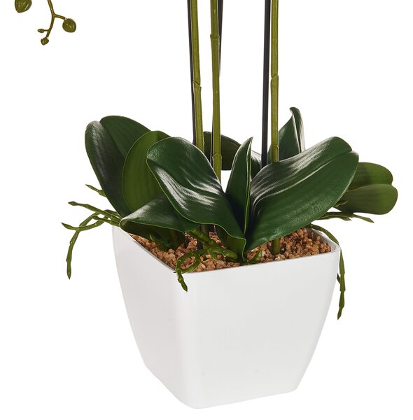 Umelá rastlina v kvetináči orchidea zelená a biela syntetický materiál 59 cm dekorácie doplnky interiér