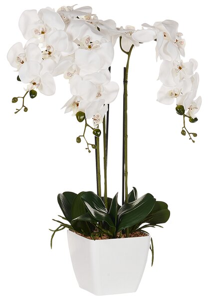 Umelá rastlina v kvetináči orchidea zelená a biela syntetický materiál 59 cm dekorácie doplnky interiér