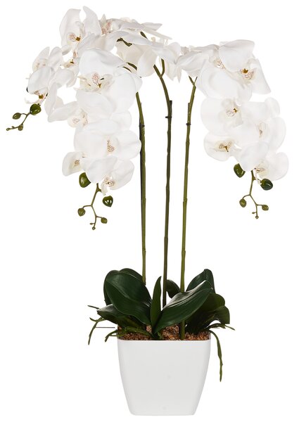Umelá rastlina v kvetináči orchidea zelená a biela syntetický materiál 59 cm dekorácie doplnky interiér