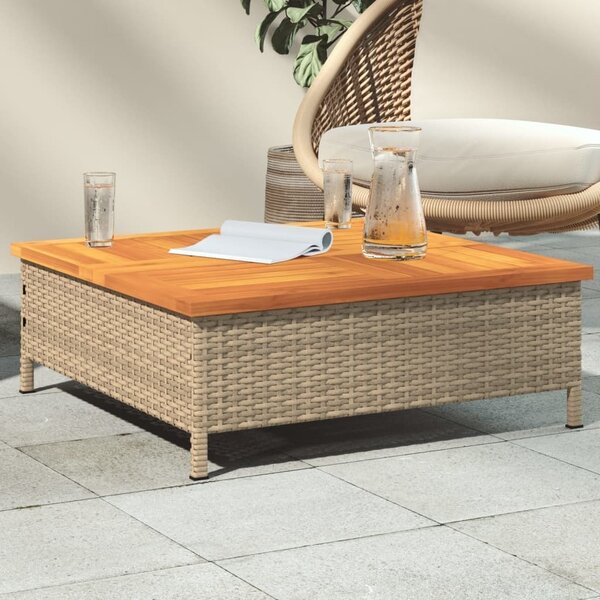 Maison Exclusive - Záhradný stôl béžový 70x70x25 cm ratan a akáciový masív