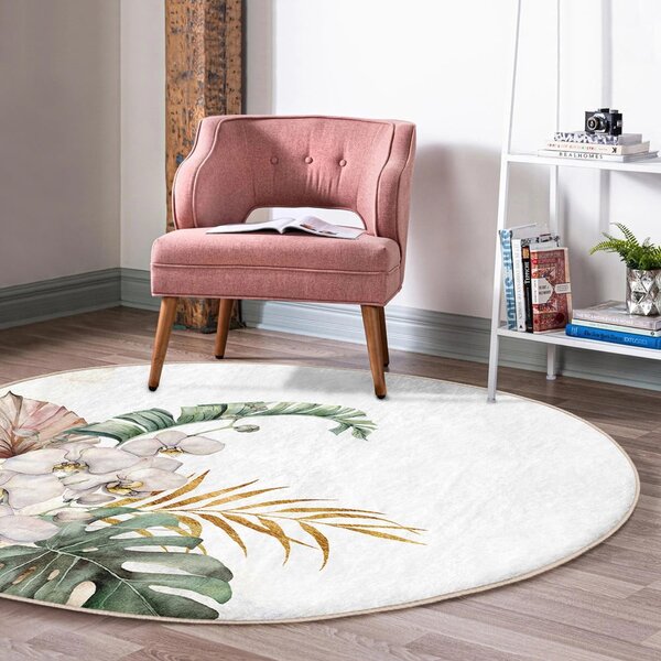 Krémovobiely prateľný okrúhly koberec vhodný pre robotické vysávače ø 100 cm Comfort – Mila Home