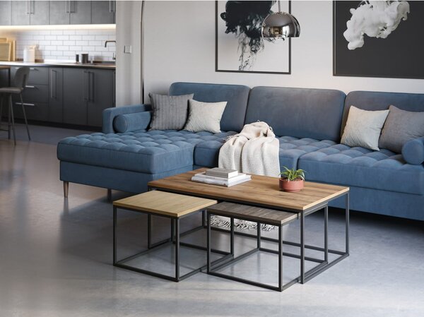 Konferenčné stolíky v súprave 3 ks v prírodnej farbe 60x110 cm Camelia – Marckeric