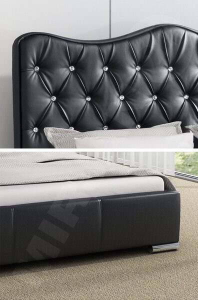 Mirjan24 Posteľ Ratoni, Rozmer postele: 140x200, Dostupné poťahy: ekokoža Soft 011 (čierna) 5902928393774