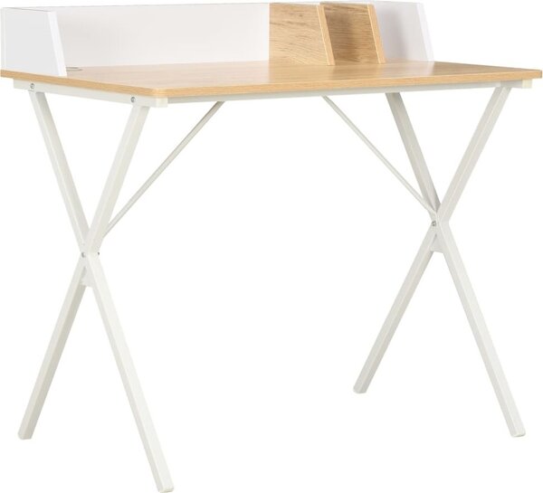 Maison Exclusive – Biely písací stôl s prírodnou úpravou, 80 x 50 x 84 cm