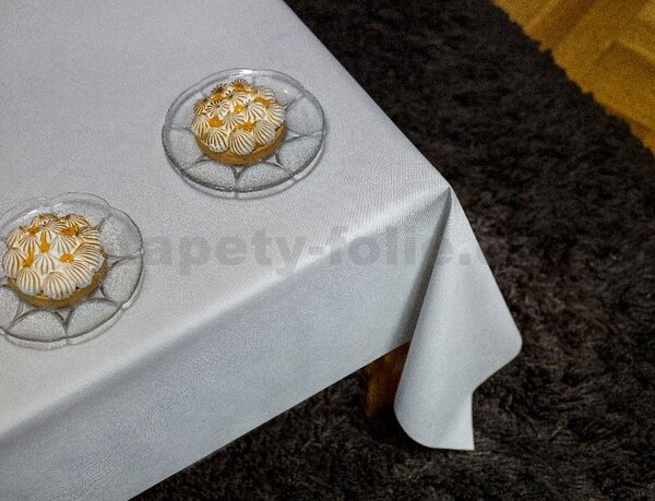 Obrus PVC 7744210, metráž, 20 m x 140 cm, sivý s jemným bielym vzorom, IMPOL TRADE