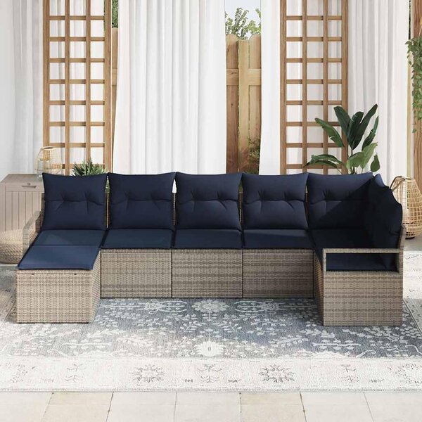 Maison Exclusive – Sedacia súprava, 7 kusov, sivá [syntetický materiál]: Polyratan