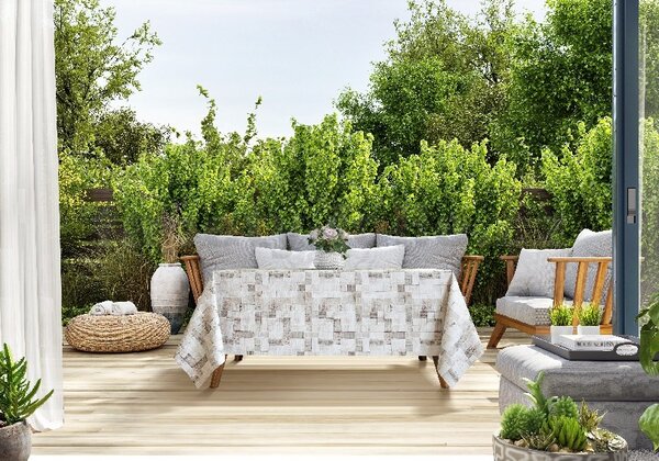 Obrus PVC 6744410, metráž, 20 m x 140 cm, drevené hranoly sivé, IMPOL TRADE