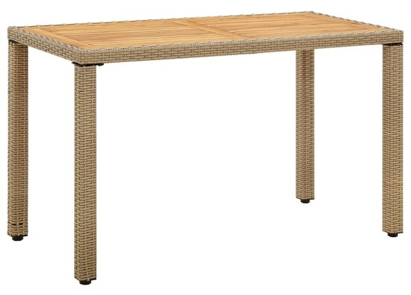 Maison Exclusive – Záhradný stôl béžový 123 x 60 x 74 cm z poly ratanu a masívneho akátového dreva