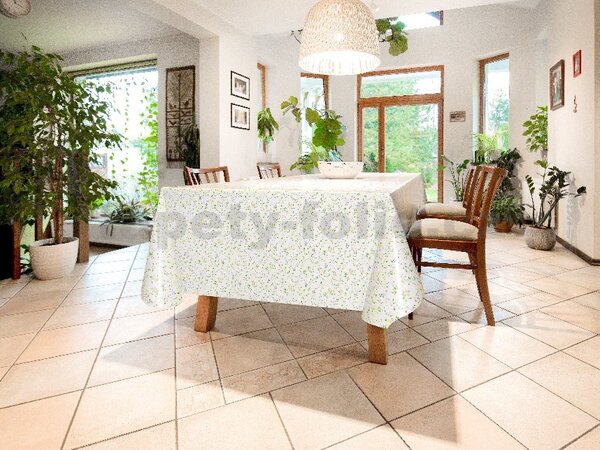 Obrus PVC 5744110, metráž, 20 m x 140 cm, lučné kvety modro-žlté, IMPOL TRADE