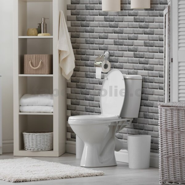 Samolepiace PVC 3D panely TPO2802, cena za kus, rozmer 30 x 30 cm, tehlový obklad sivo-biely, IMPOL TRADE