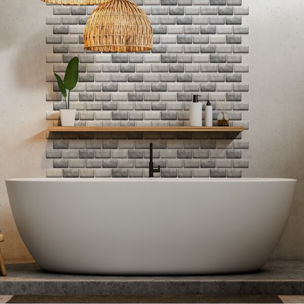 Samolepiace PVC 3D panely TPO2802, cena za kus, rozmer 30 x 30 cm, tehlový obklad sivo-biely, IMPOL TRADE