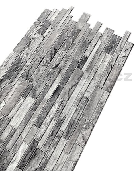 Obkladové panely 3D PVC 0004, rozmer 960 x 485 mm, bridlicový obklad sivý, IMPOL TRADE
