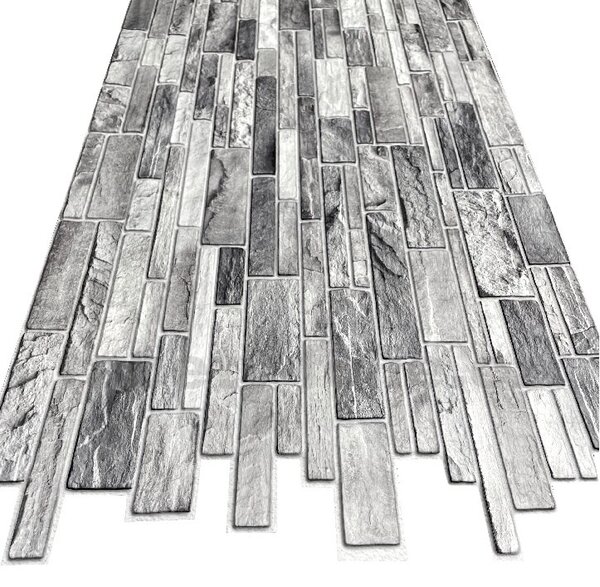 Obkladové panely 3D PVC 0004, rozmer 960 x 485 mm, bridlicový obklad sivý, IMPOL TRADE
