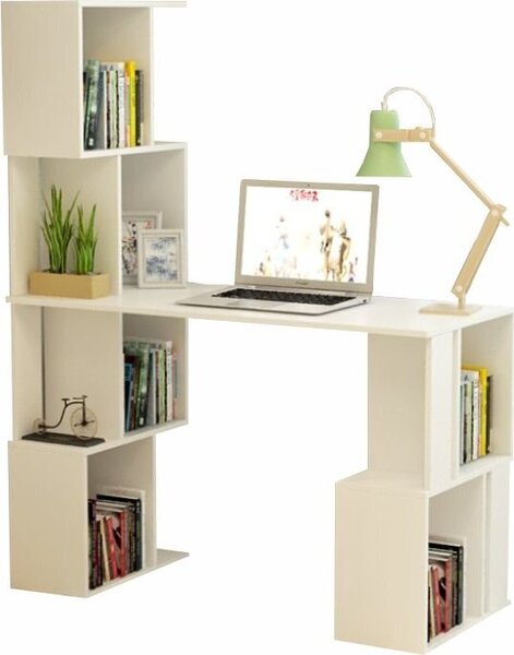 Kondela PC stolík s regálom Floki New - biela