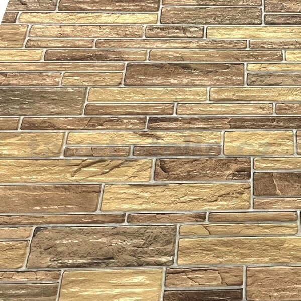 Obkladové panely 3D PVC 0014, rozmer 960 x 485 mm, bridlicový obklad hnedý, IMPOL TRADE