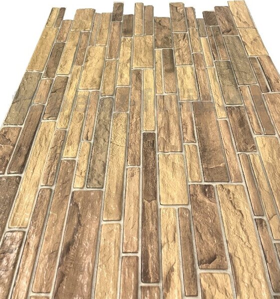 Obkladové panely 3D PVC 0014, rozmer 960 x 485 mm, bridlicový obklad hnedý, IMPOL TRADE