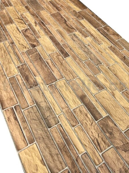 Obkladové panely 3D PVC 0014, rozmer 960 x 485 mm, bridlicový obklad hnedý, IMPOL TRADE