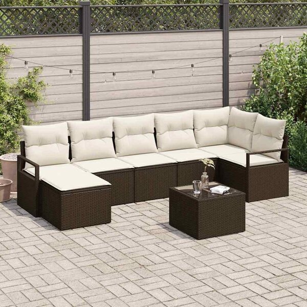 Maison Exclusive – Sedacia súprava, 8 kusov, hnedá [syntetický materiál]: Polyratan