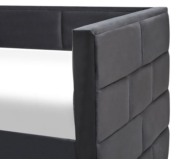 Rozkladacia posteľ čierna zamatová jednolôžko 90 x 200 cm lamelový rám moderný glamour štýl