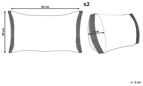 Súprava 2 dekoratívnych vankúšov béžová polyester 30 x 50 cm s geometrickým vzorom a strapcami moderná obývačka spálňa