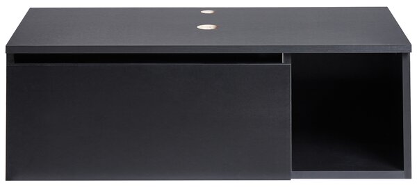 Nástenná kúpeľňová skrinka čierna MDP 80 x 40 cm s drážkovaným čelom a 2 policami s vopred pripravenými otvormi moderný štýl kúpeľňa