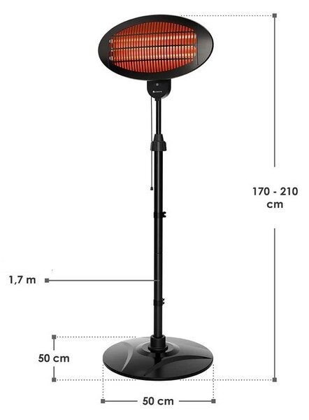 Stojanový ohrievač 2000W - čierny