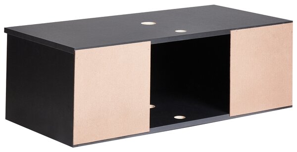 Nástenná kúpeľňová skrinka čierna MDP 80 x 40 cm s drážkovaným čelom a 2 policami s vopred pripravenými otvormi moderný štýl kúpeľňa
