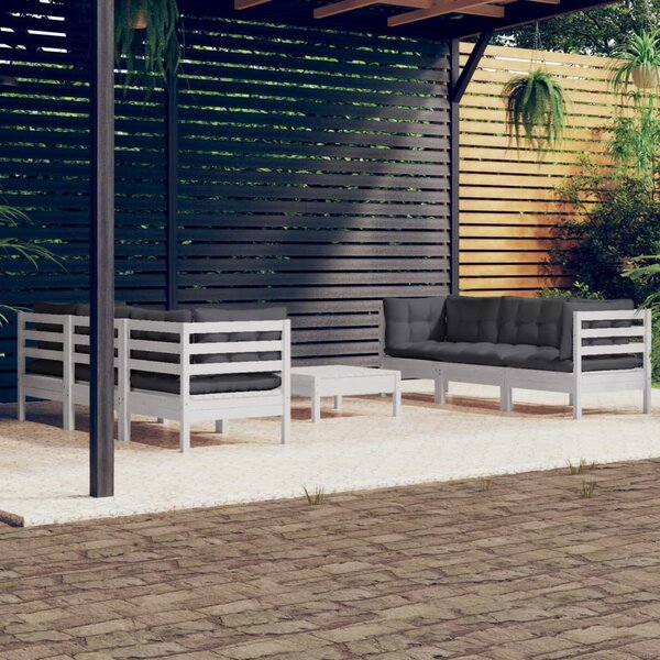 Maison Exclusive - 7-dielna záhradná súprava s antracitovými vankúšmi borovica