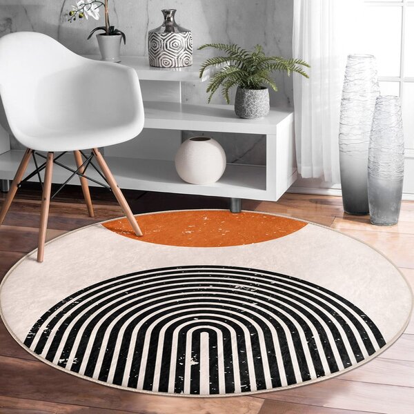 Oranžovo-krémový prateľný okrúhly koberec vhodný pre robotické vysávače ø 120 cm Comfort – Mila Home